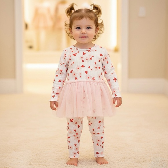 Cat & Jack Valentines Day Heart Print Tutu Romper Size 18M - Picture 9 of 9